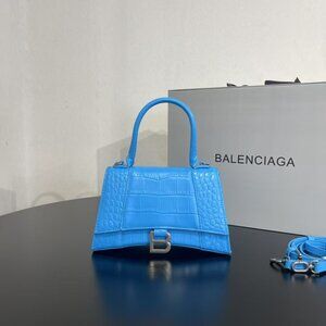 BALENCIAGA HOURGLASS XS HANDBAG CROCODILE EMBOSSED